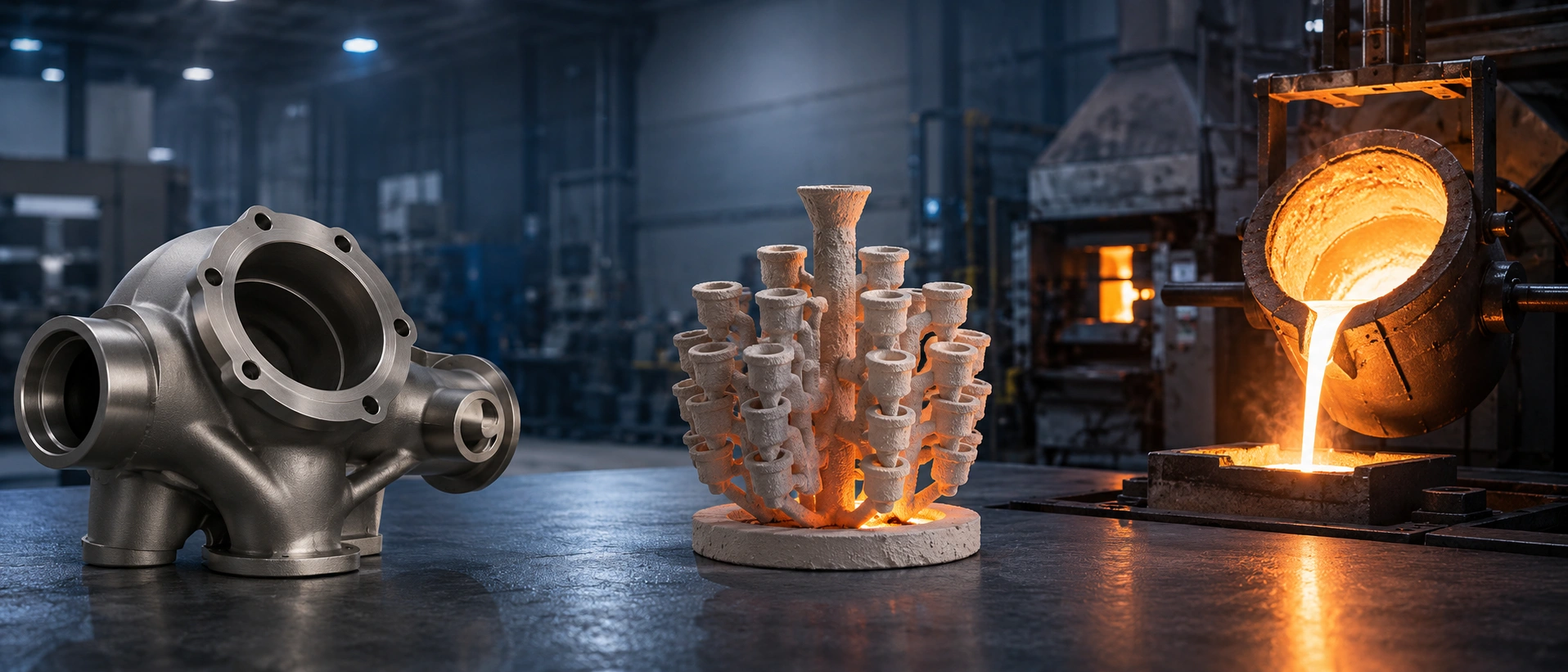 Precision investment cast component tree and ceramic shell preparation in ForceBeyond foundry
